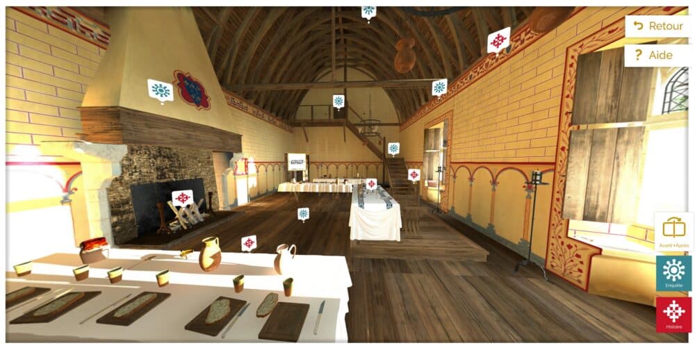 Capture d'écran de la visite virtuelle du Manoir de la Cour